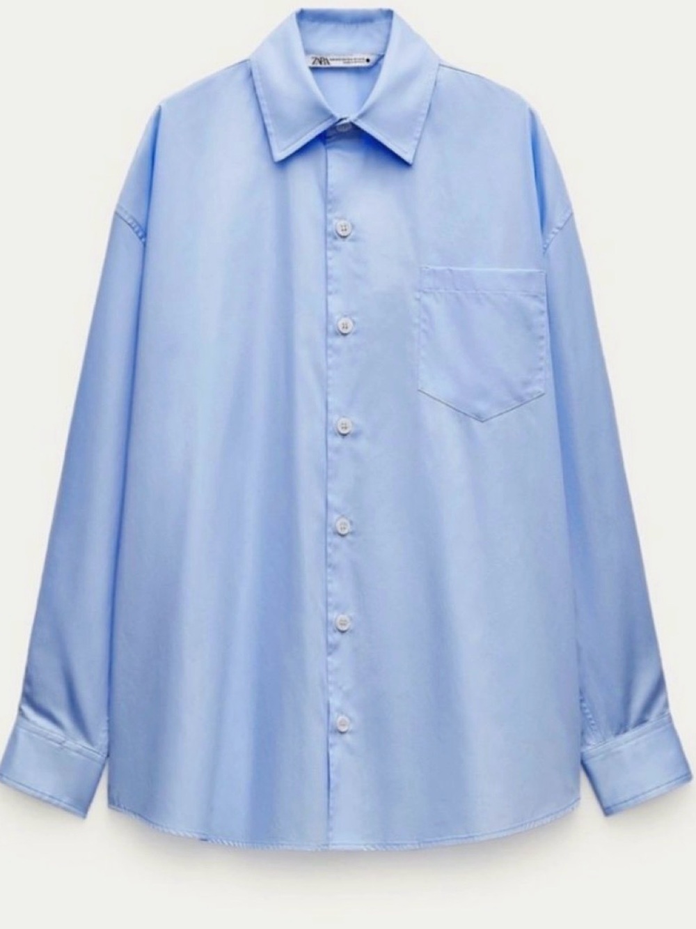Zara Light Blue Relaxed Button-Up Shirt